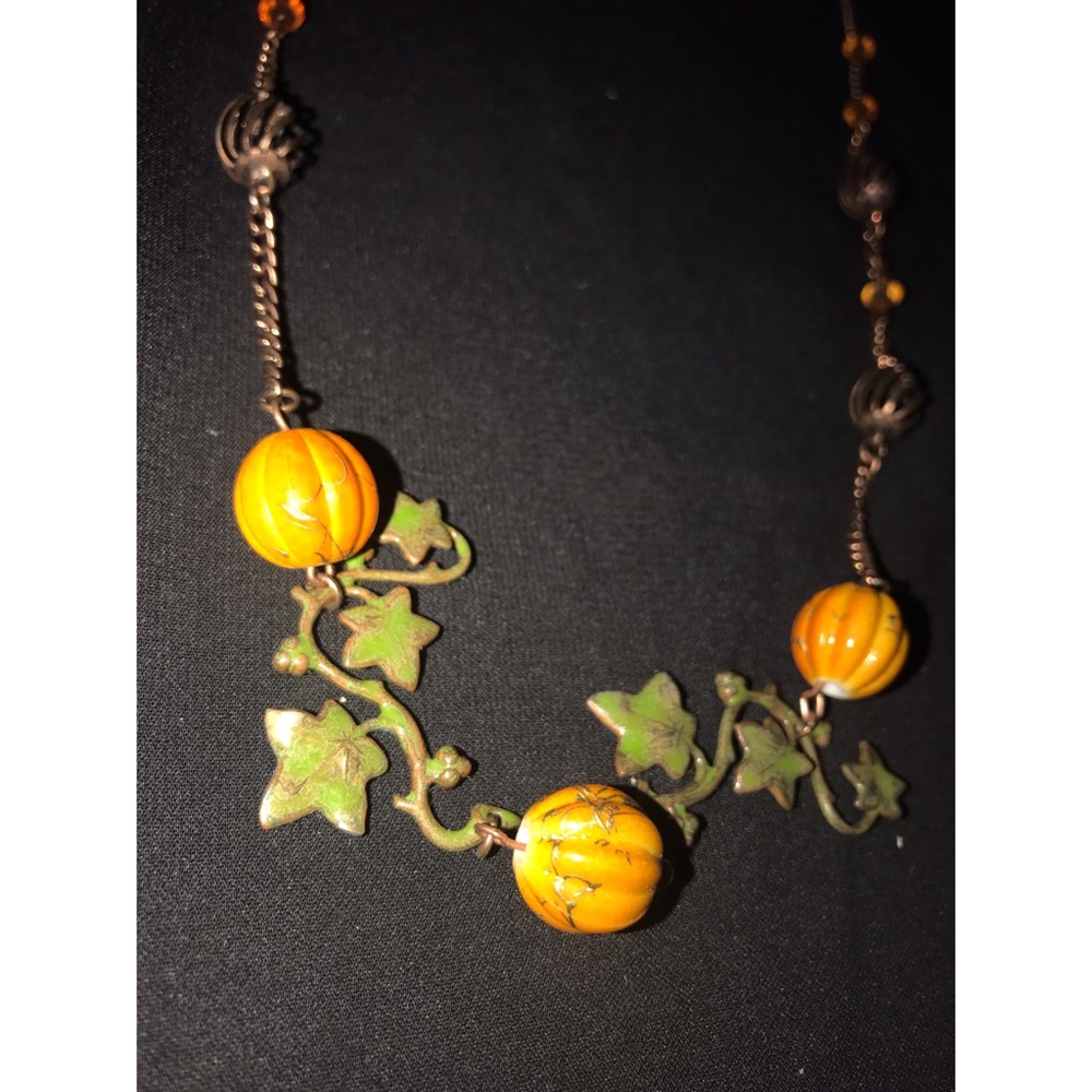 Autumn harvest pumpkin necklace.